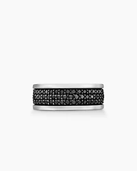 Streamline® Three Row Band Ring Sterling Silver with Black Diamonds, 8.5mm