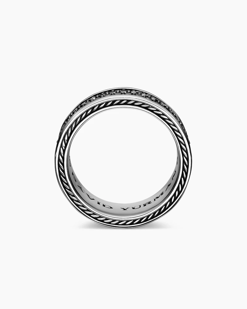 Streamline® Three Row Band Ring Sterling Silver with Black Diamonds, 8.5mm