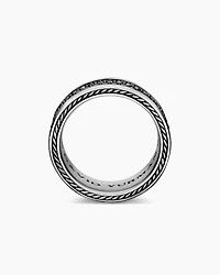 Streamline® Three Row Band Ring Sterling Silver with Black Diamonds, 8.5mm
