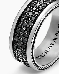 Streamline® Three Row Band Ring Sterling Silver with Black Diamonds, 8.5mm