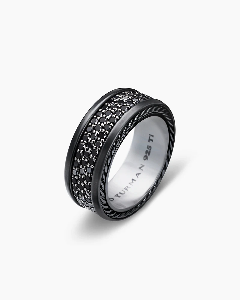 Streamline® Three Row Band Ring Black Titanium with Diamonds, 8.5mm