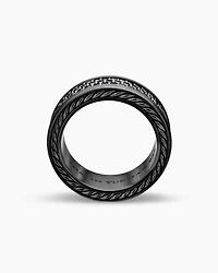 Streamline® Three Row Band Ring Black Titanium with Diamonds, 8.5mm