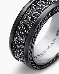 Streamline® Three Row Band Ring Black Titanium with Diamonds, 8.5mm