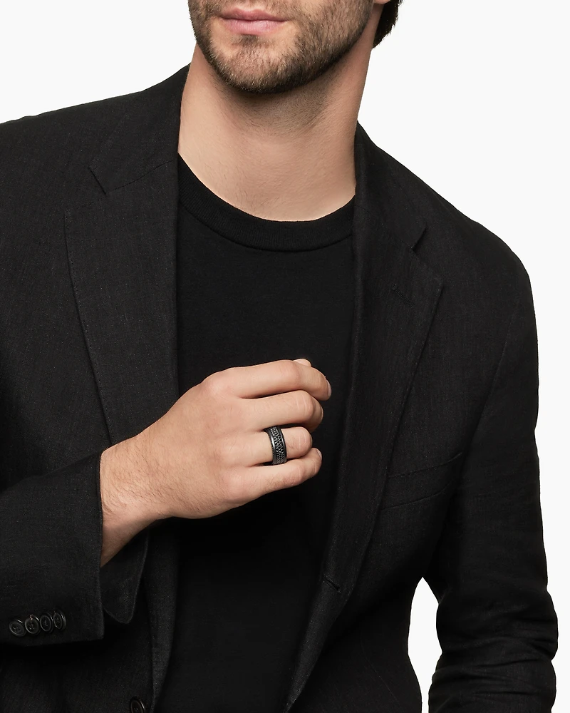 Streamline® Three Row Band Ring Black Titanium with Diamonds, 8.5mm