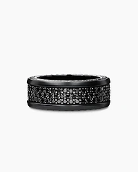 Streamline® Three Row Band Ring Black Titanium with Diamonds, 8.5mm