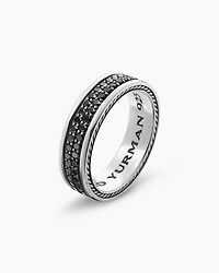 Streamline® Two Row Band Ring Sterling Silver with Black Diamonds, 6.5mm