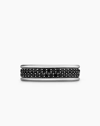 Streamline® Two Row Band Ring Sterling Silver with Black Diamonds, 6.5mm