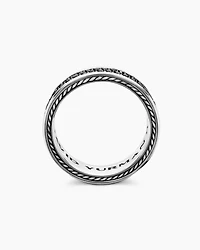Streamline® Two Row Band Ring Sterling Silver with Black Diamonds, 6.5mm
