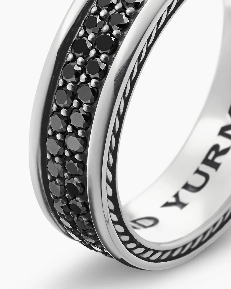 Streamline® Two Row Band Ring Sterling Silver with Black Diamonds, 6.5mm