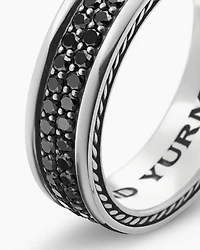 Streamline® Two Row Band Ring Sterling Silver with Black Diamonds, 6.5mm