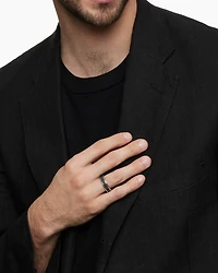 Streamline® Two Row Band Ring Sterling Silver with Black Diamonds, 6.5mm