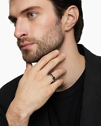 Streamline® Two Row Band Ring Sterling Silver with Black Diamonds, 6.5mm
