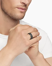 Streamline® Two Row Band Ring Black Titanium with Diamonds, 6.5mm