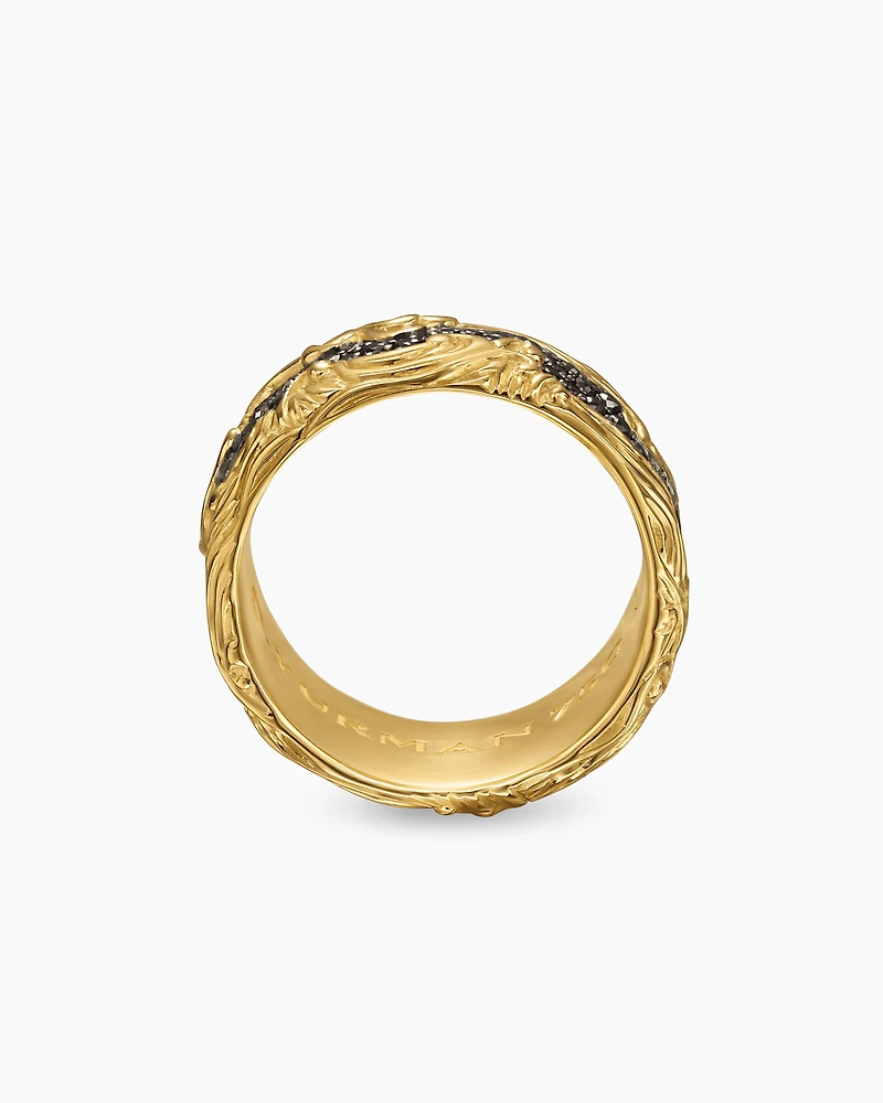 Waves Band Ring 18K Yellow Gold, 10mm