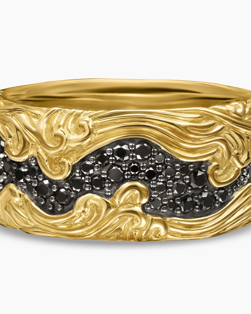 Waves Band Ring 18K Yellow Gold, 10mm