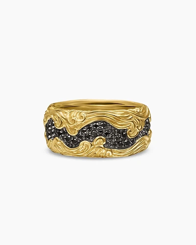 Waves Band Ring 18K Yellow Gold, 10mm