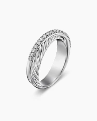 Crossover Band Ring Sterling Silver with Diamonds