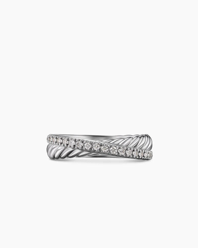 Crossover Band Ring Sterling Silver with Diamonds
