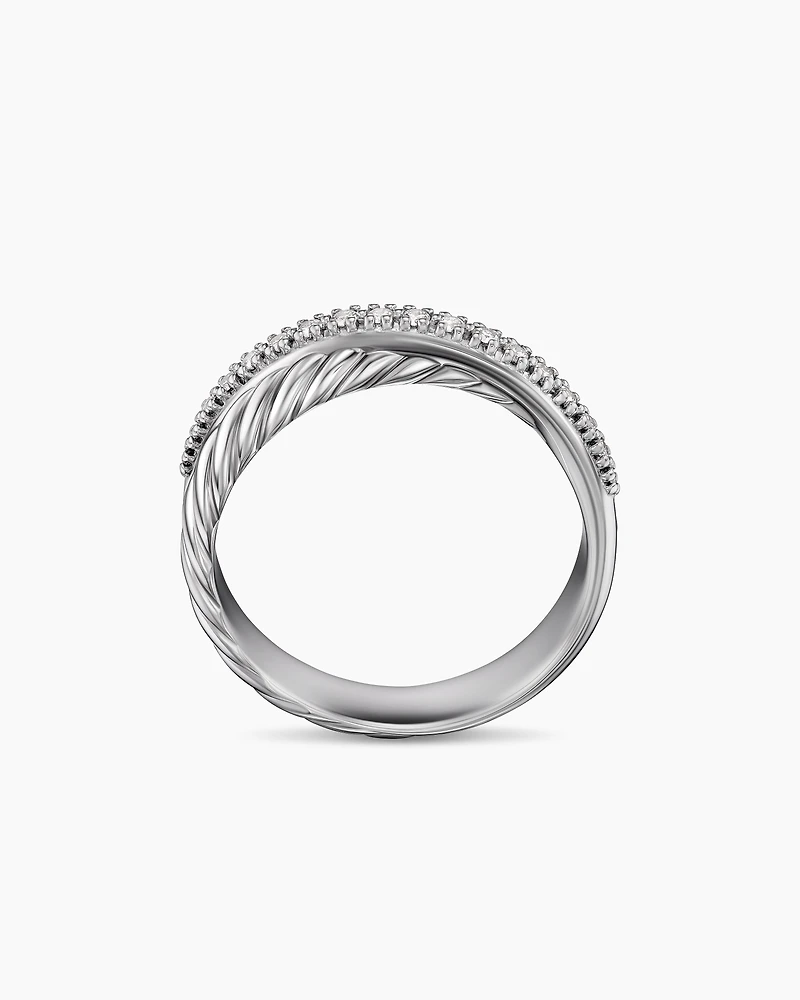 Crossover Band Ring Sterling Silver with Diamonds