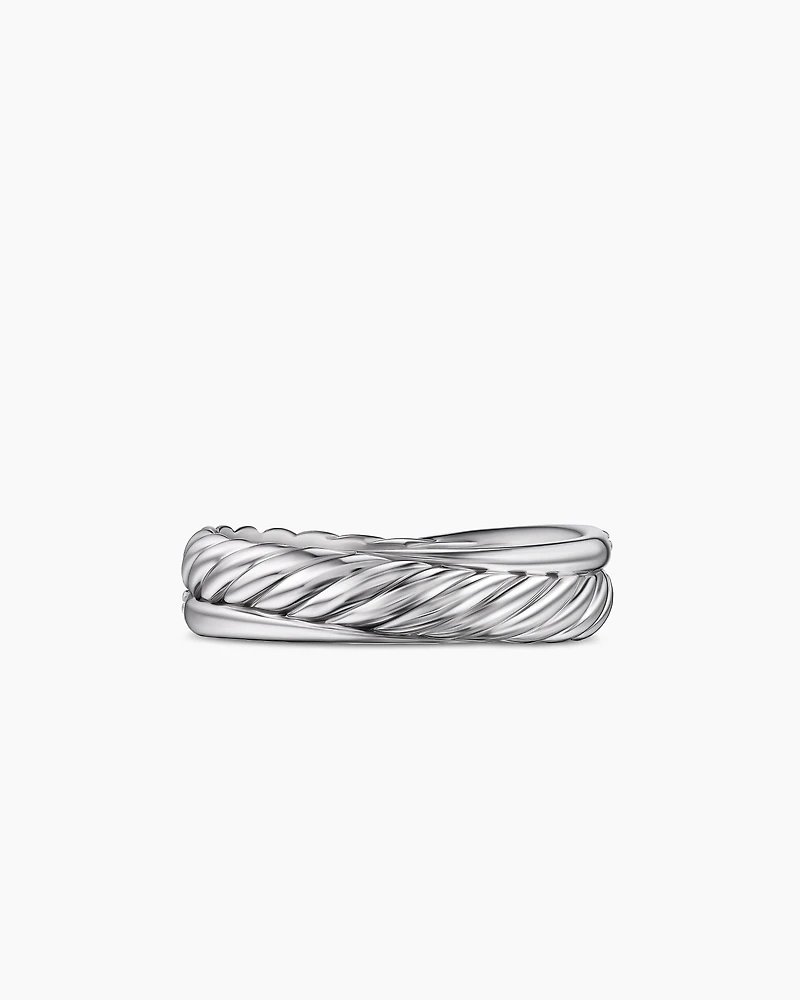 Crossover Band Ring Sterling Silver with Diamonds