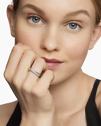 Crossover Band Ring Sterling Silver with Diamonds