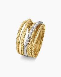 Crossover Ring 18K Yellow Gold with Diamonds, 12mm