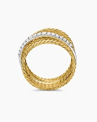 Crossover Ring 18K Yellow Gold with Diamonds, 12mm
