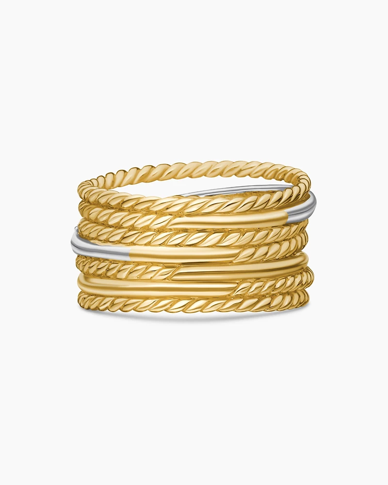 Crossover Ring 18K Yellow Gold with Diamonds, 12mm