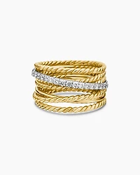 Crossover Ring 18K Yellow Gold with Diamonds, 12mm