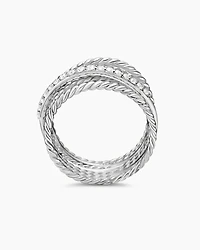 Crossover Ring Sterling Silver with Diamonds, 12mm