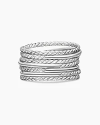 Crossover Ring Sterling Silver with Diamonds, 12mm