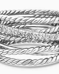 Crossover Ring Sterling Silver with Diamonds, 12mm