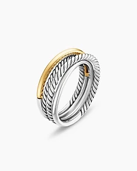 Crossover Band Ring Sterling Silver with 18K Yellow Gold
