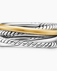 Crossover Band Ring Sterling Silver with 18K Yellow Gold