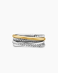 Crossover Band Ring Sterling Silver with 18K Yellow Gold