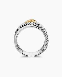 X Crossover Band Ring Sterling Silver with 18K Yellow Gold, 6mm