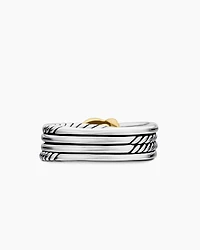 X Crossover Band Ring Sterling Silver with 18K Yellow Gold, 6mm