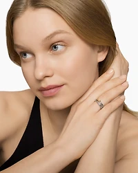 X Crossover Band Ring Sterling Silver with 18K Yellow Gold, 6mm