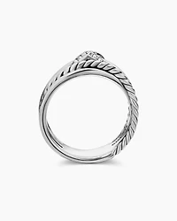 X Crossover Band Ring Sterling Silver with Diamonds, 6mm