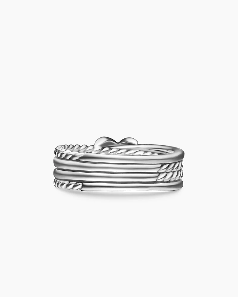 X Crossover Band Ring Sterling Silver with Diamonds, 6mm
