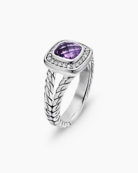 Petite Albion® Ring Sterling Silver with Amethyst and Diamonds, 7mm