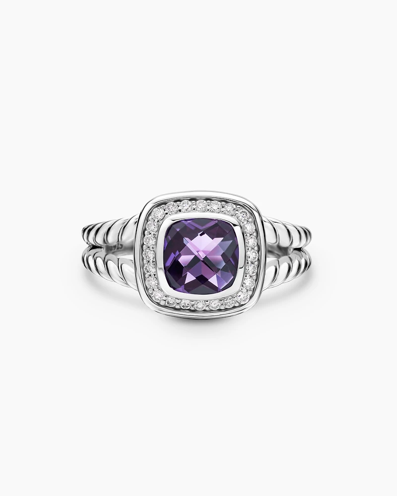 Petite Albion® Ring Sterling Silver with Amethyst and Diamonds, 7mm