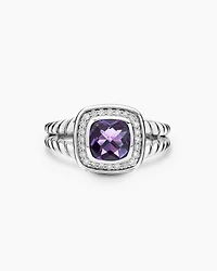 Petite Albion® Ring Sterling Silver with Amethyst and Diamonds, 7mm