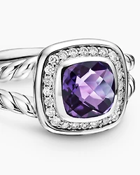 Petite Albion® Ring Sterling Silver with Amethyst and Diamonds, 7mm