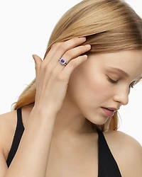 Petite Albion® Ring Sterling Silver with Amethyst and Diamonds, 7mm
