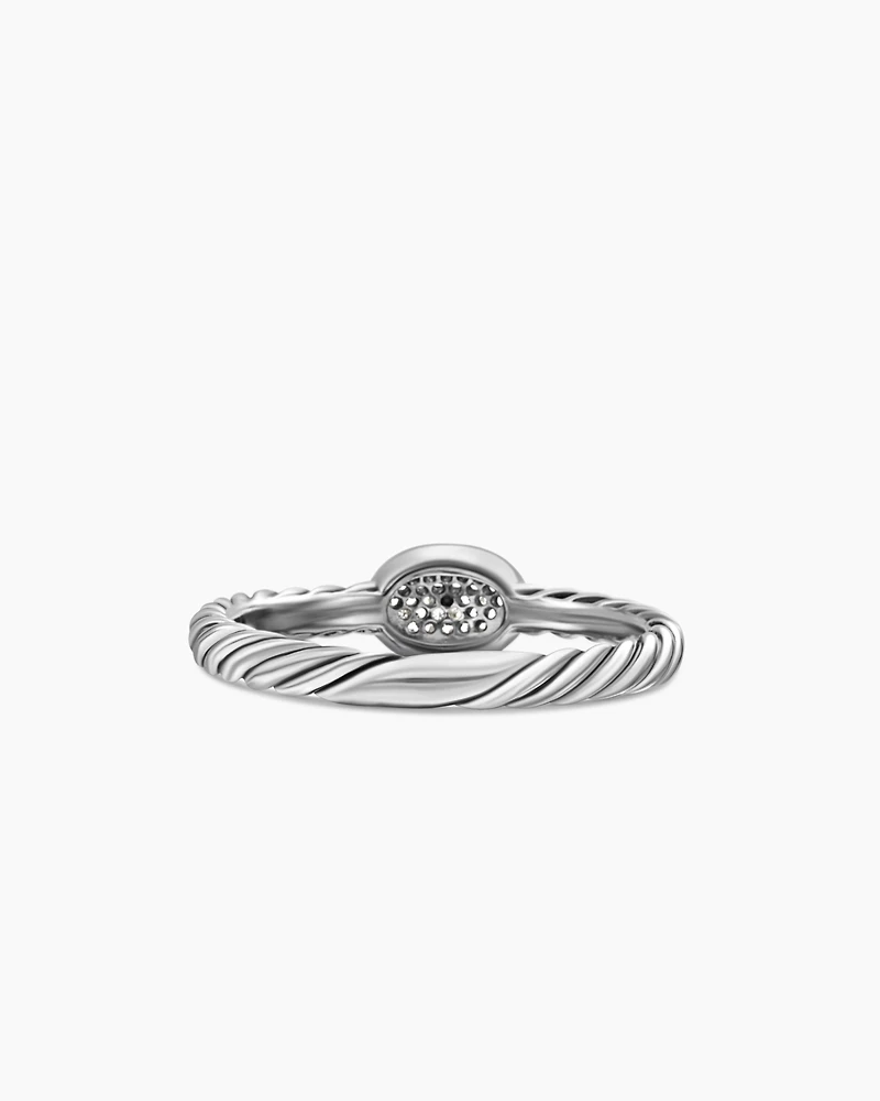 Cable Collectibles® Oval Stack Ring Sterling Silver with Pavé Diamonds, 2.5mm