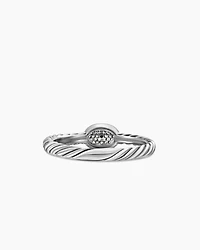 Cable Collectibles® Oval Stack Ring Sterling Silver with Pavé Diamonds, 2.5mm