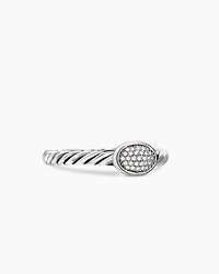 Cable Collectibles® Oval Stack Ring Sterling Silver with Pavé Diamonds, 2.5mm