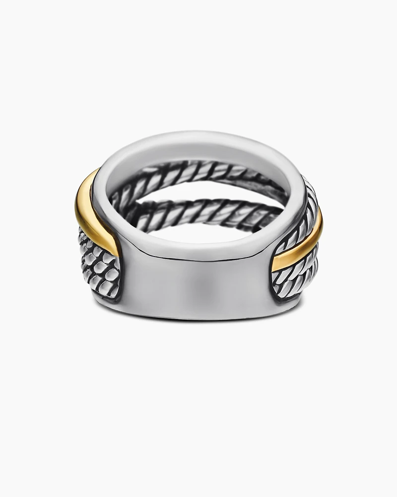 Crossover Ring in Sterling Silver with 14K Yellow Gold, 14.7mm