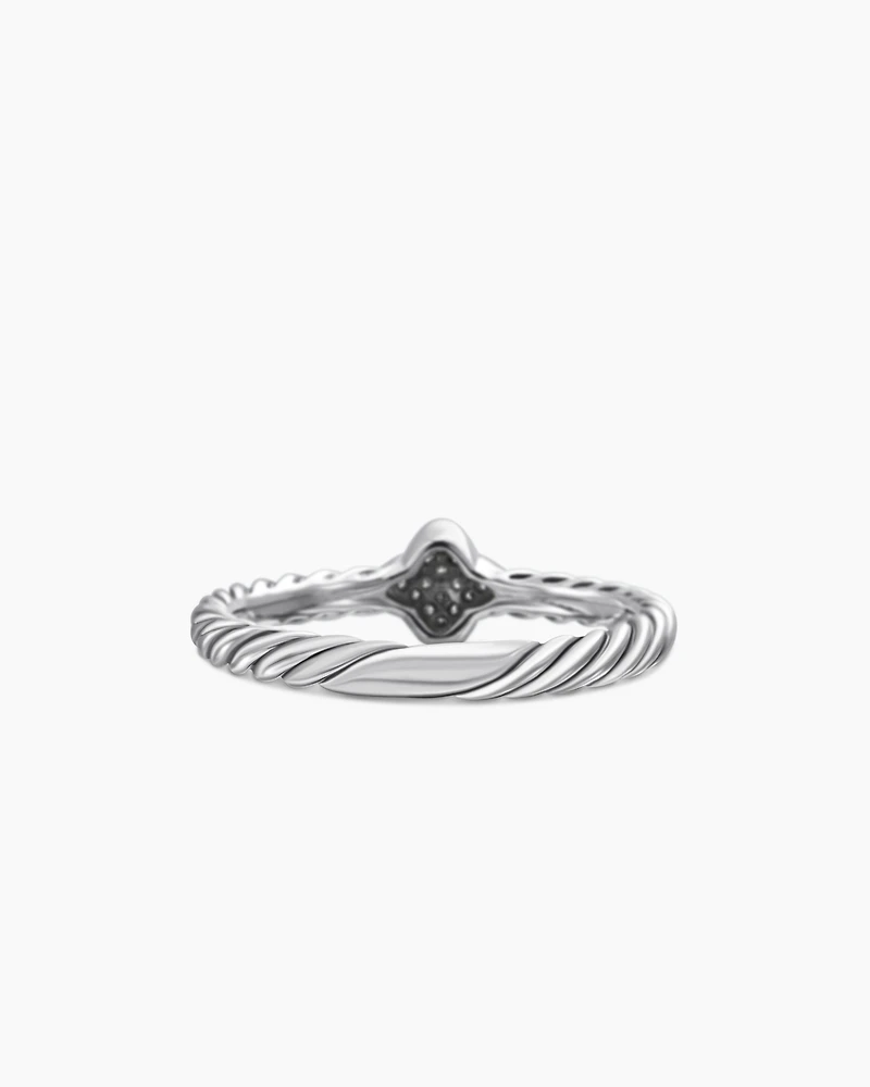 Cable Collectibles® Quatrefoil Stack Ring Sterling Silver with Pavé Diamonds, 6.6mm